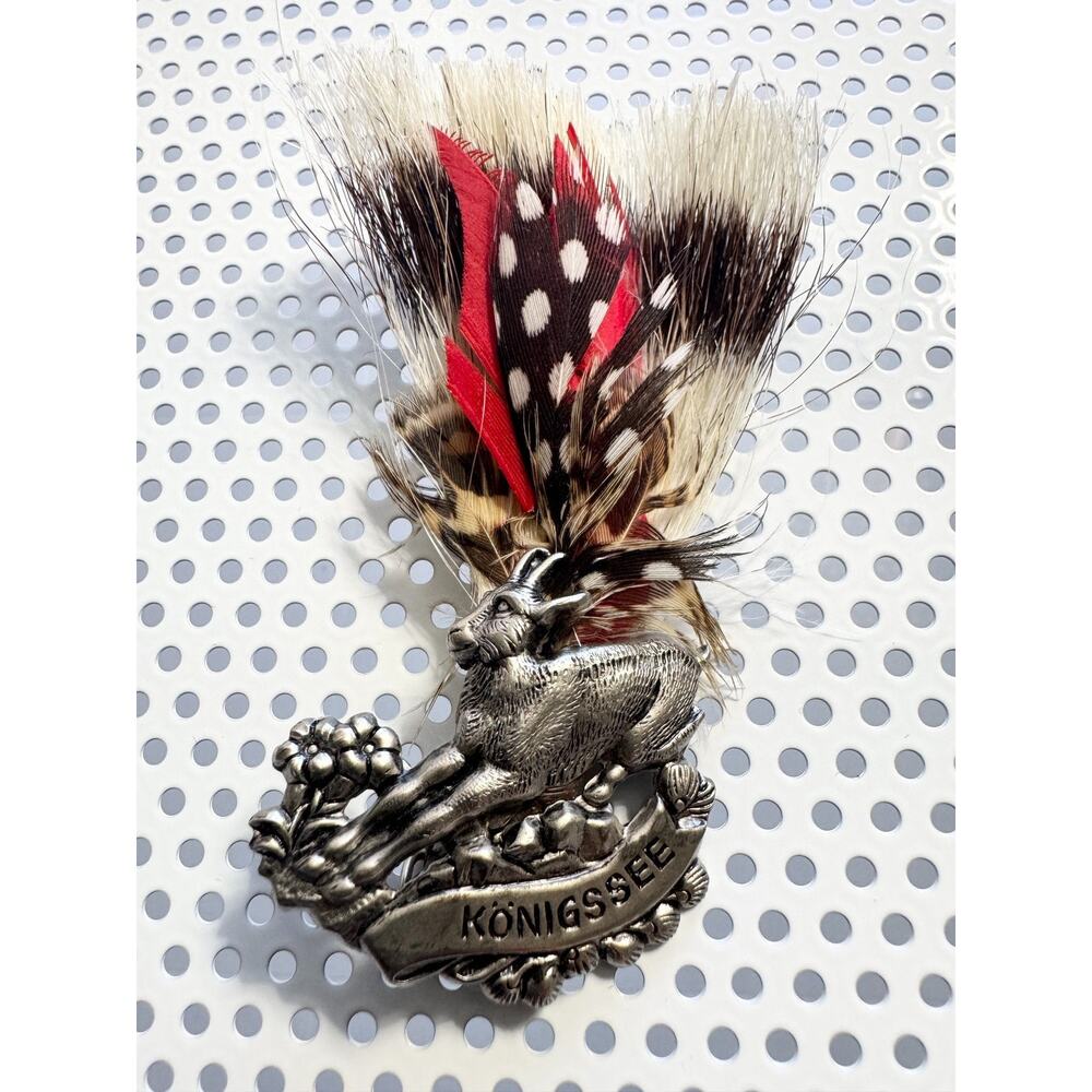 Traditional Konigssee Goat Ram Brooch Pin Hat Decor with Königssee Emblem
